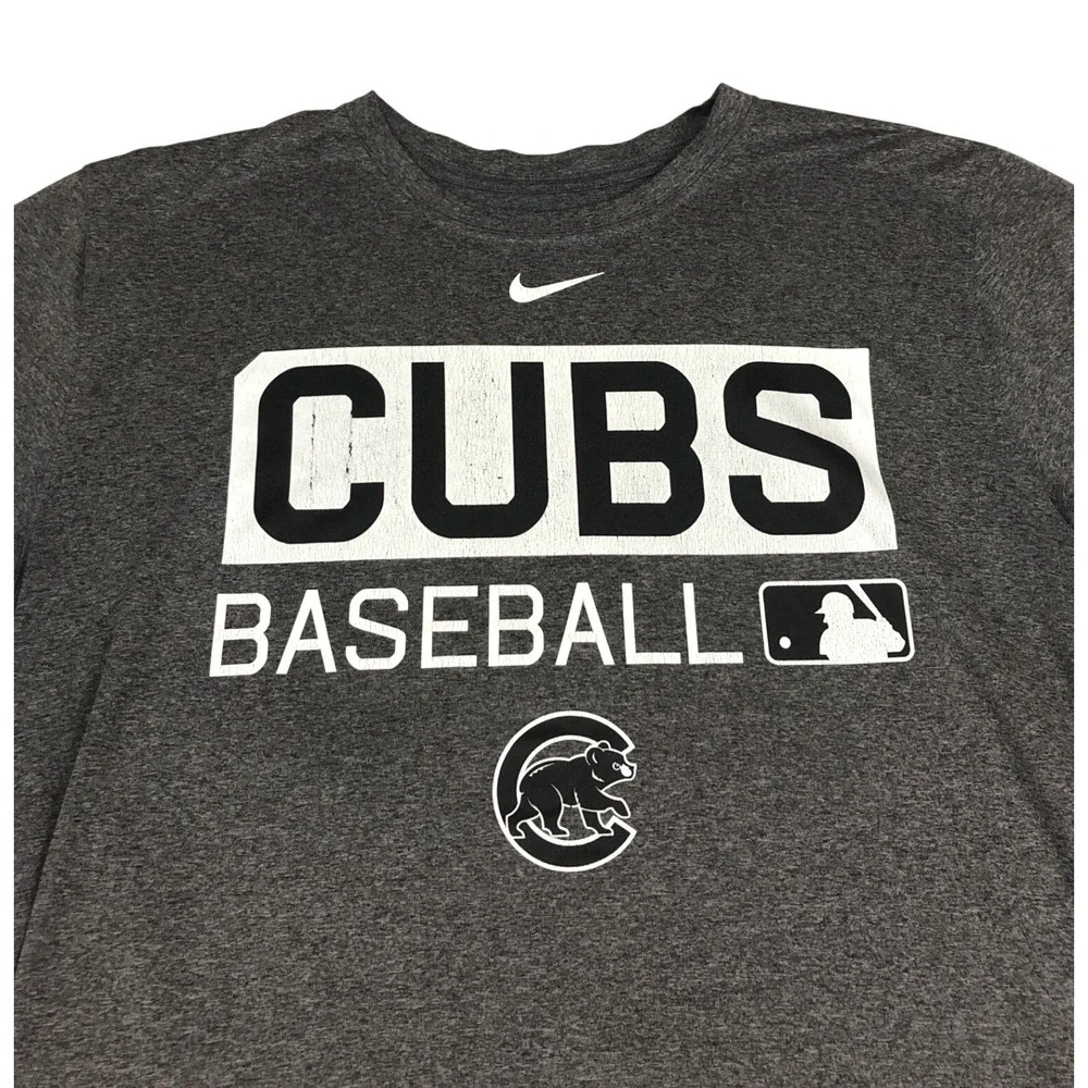 Nike Chicago Cubs Baseball Dri-FIT‎ T-Shirt Charcoal Grey Mens Large 564076-071